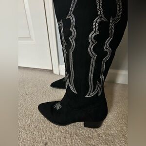 Black Embroidered Women's Boots